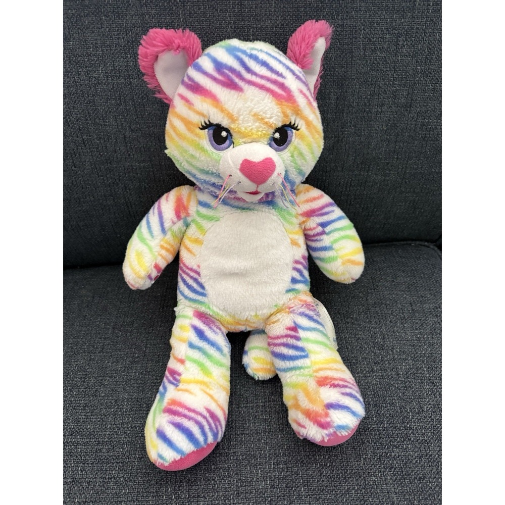 Rainbow Stripe Tiger Build-A-Bear Colorful Plush Stuffed Animal